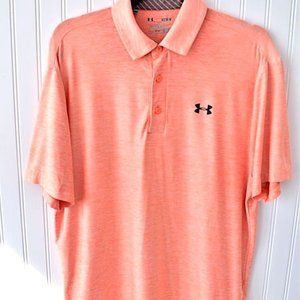 👨‍💼💙🎁 UNDER ARMOUR Heat Gear Men's Orange Polo Shirt Loose Fit M